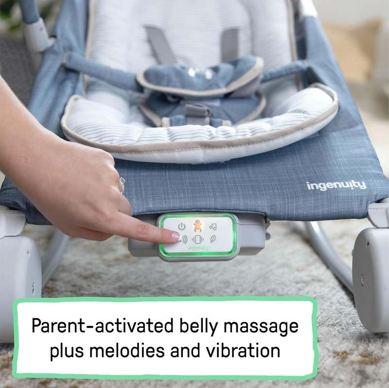 New Ingenuity 2-in-1 Happy Belly Baby Seat (Chambray Blue) - Image 3