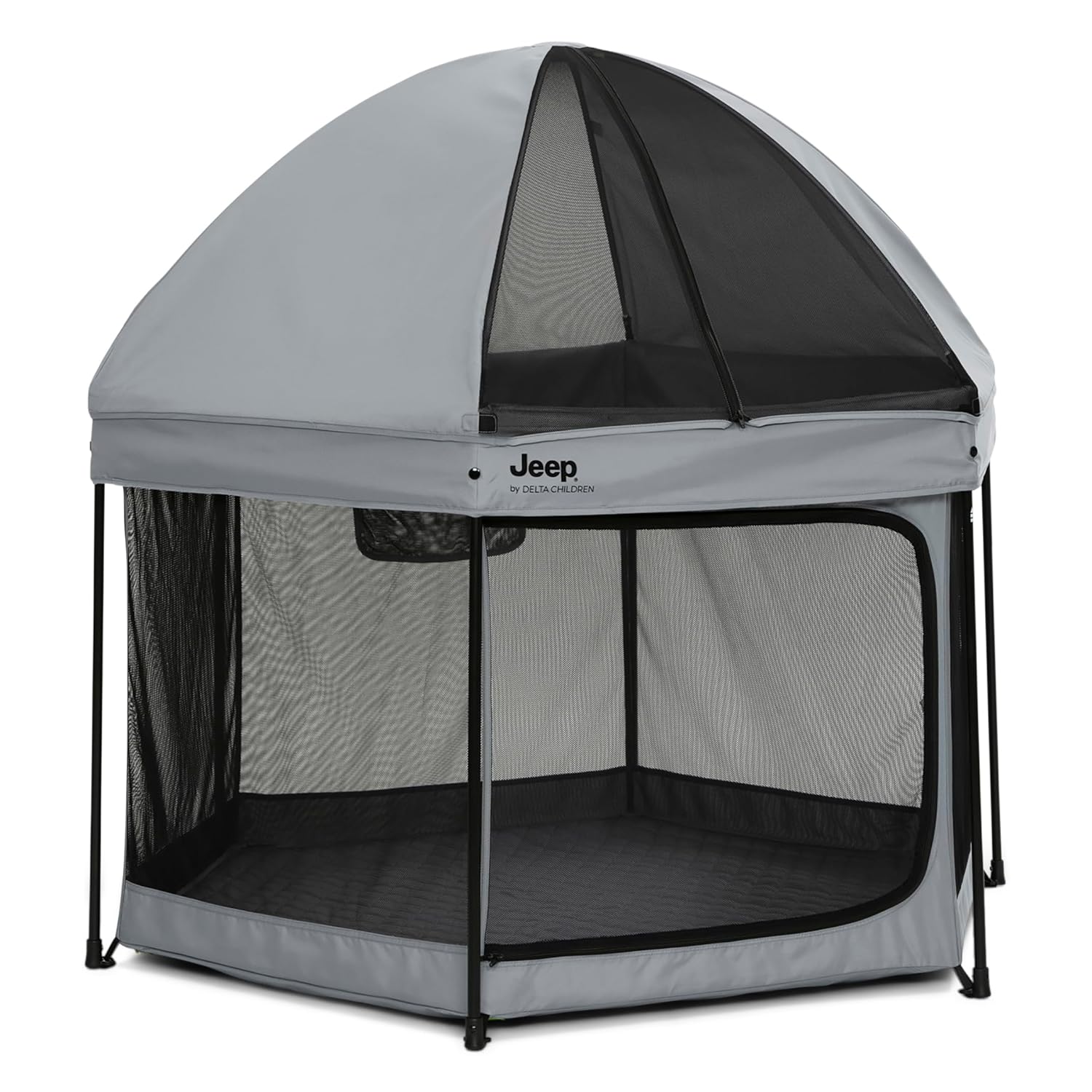 New Jeep Hexagon Pop Up Play Yard with Removable Canopy (Grey)