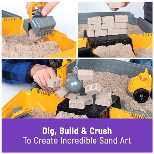 New Kinetic Sand, Construction Site Folding Sandbox with 2lbs Play Sand & Toy Truck - Image 3