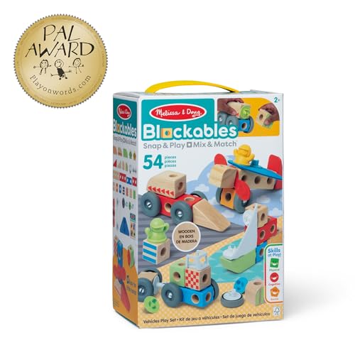 New Melissa & Doug Blockables Vehicles 54-Piece Wooden Block Set - Image 6