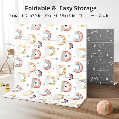New NOONKTY Foldable Baby Play Mat 79x71 (Rainbow) - Image 7