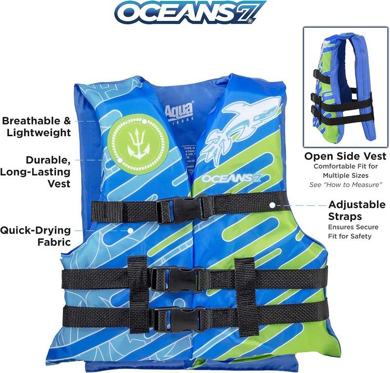 New Oceans 7 US Coast Guard Approved Life Jacket (Blue/White – Youth) - Image 4