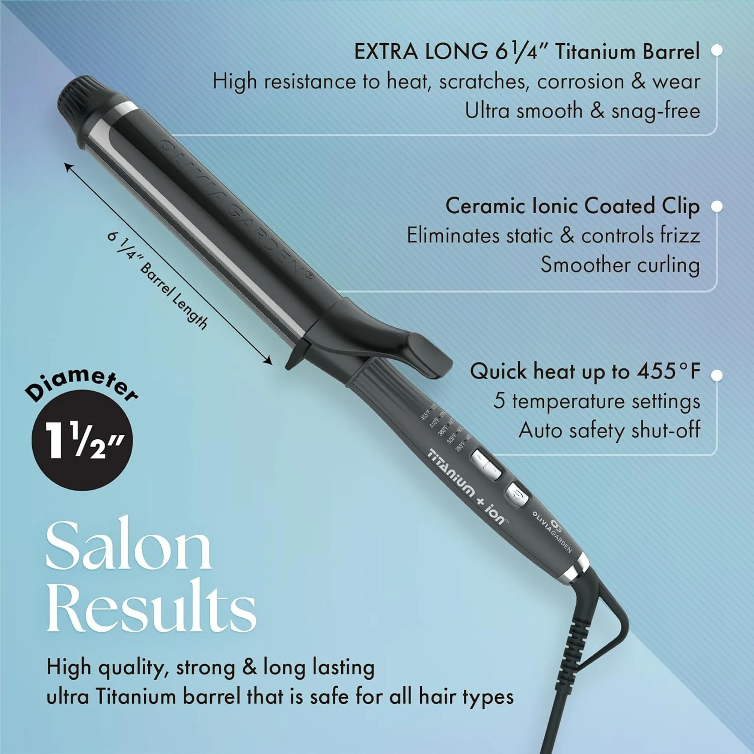 New Olivia Garden Titanium + Ion High Performance Professional Curling Iron - Image 2