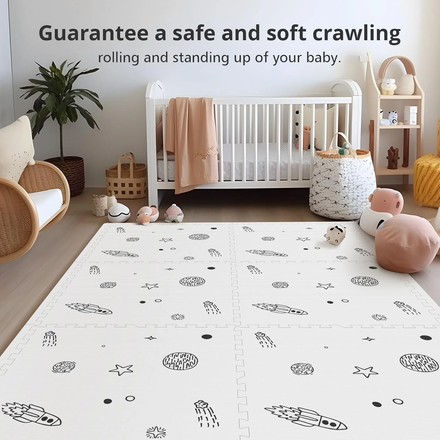 New PIGLOG Baby Play Mat, 72x48-Inch Baby Foam Play Mat,6-Piece Interlocking Foam Floor Tiles for Toddlers (Space) - Image 7