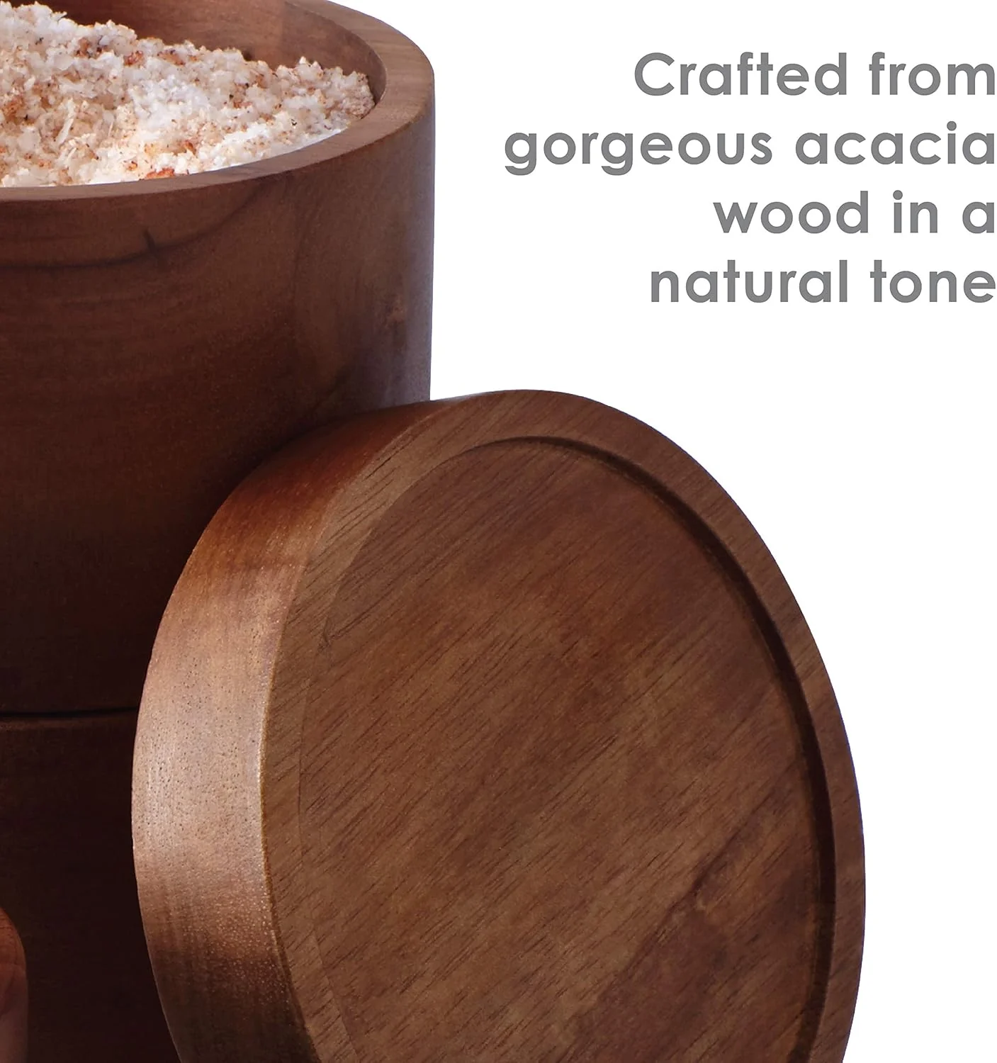 New Rachael Ray Pantryware 3-Piece Stacking Wood Salt Cellar Set (Brown) - Image 3