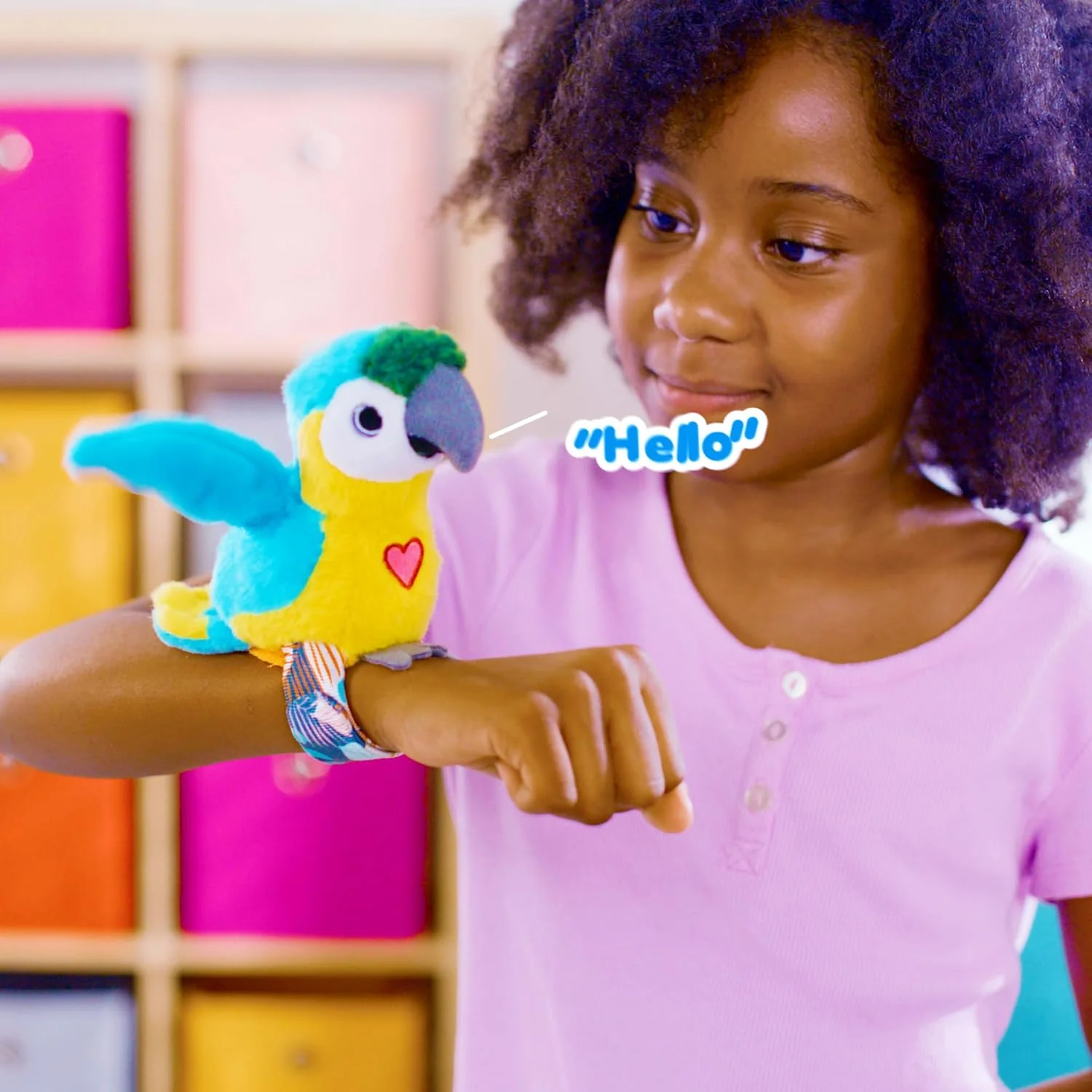 New Slap Bracelet Interactive Plush Birds 2-Pack Cockatoo & Blue Parrot - Image 4