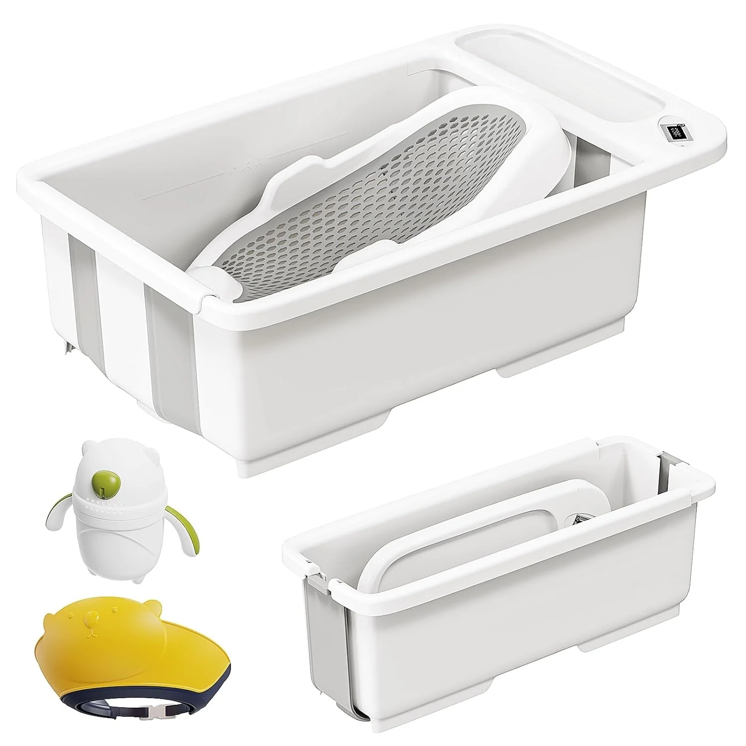 New SRGAFIX Collapsible Baby Bathtub with Smart Temperature Display & Bath Stand 0-36 M (Grey)