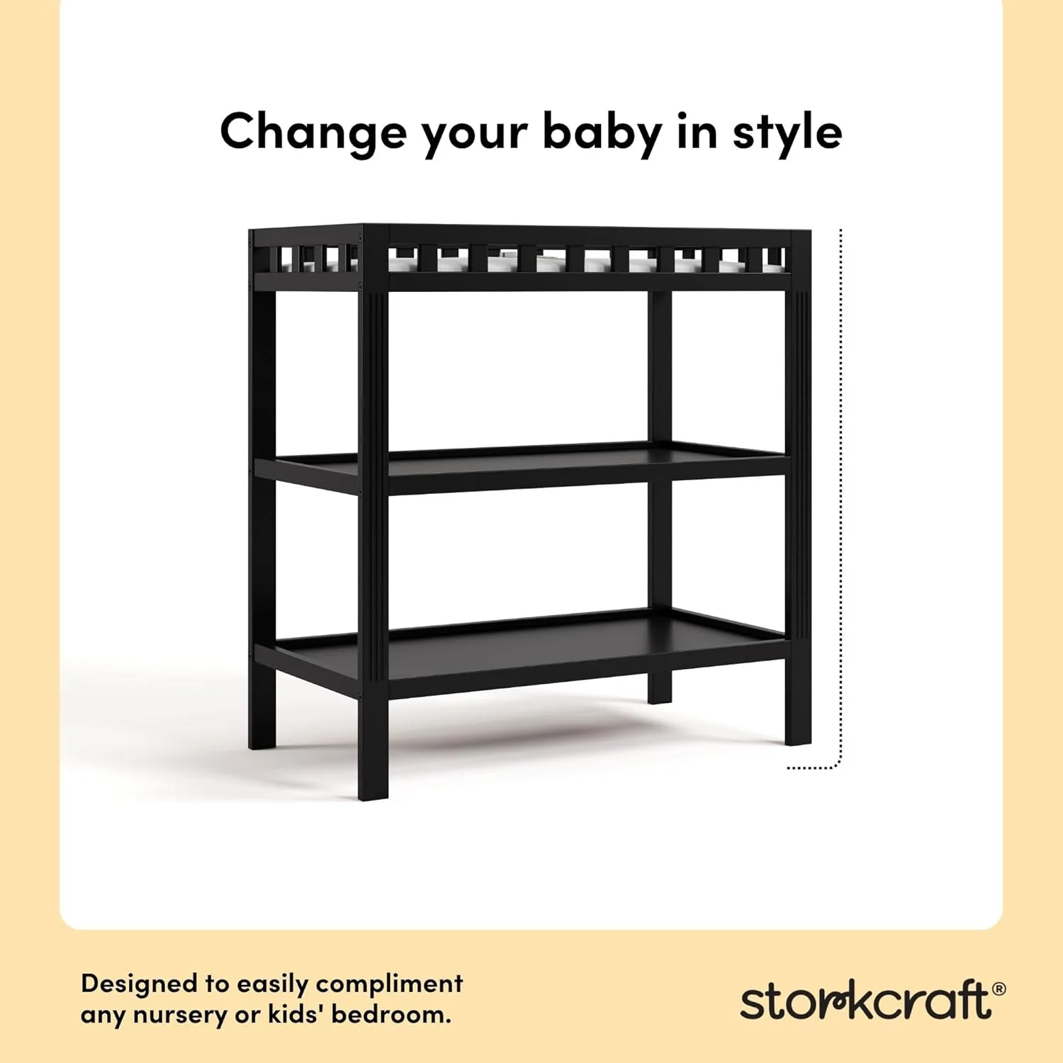 New Storkcraft Morningside Changing Table with Pad (Black) - Image 2