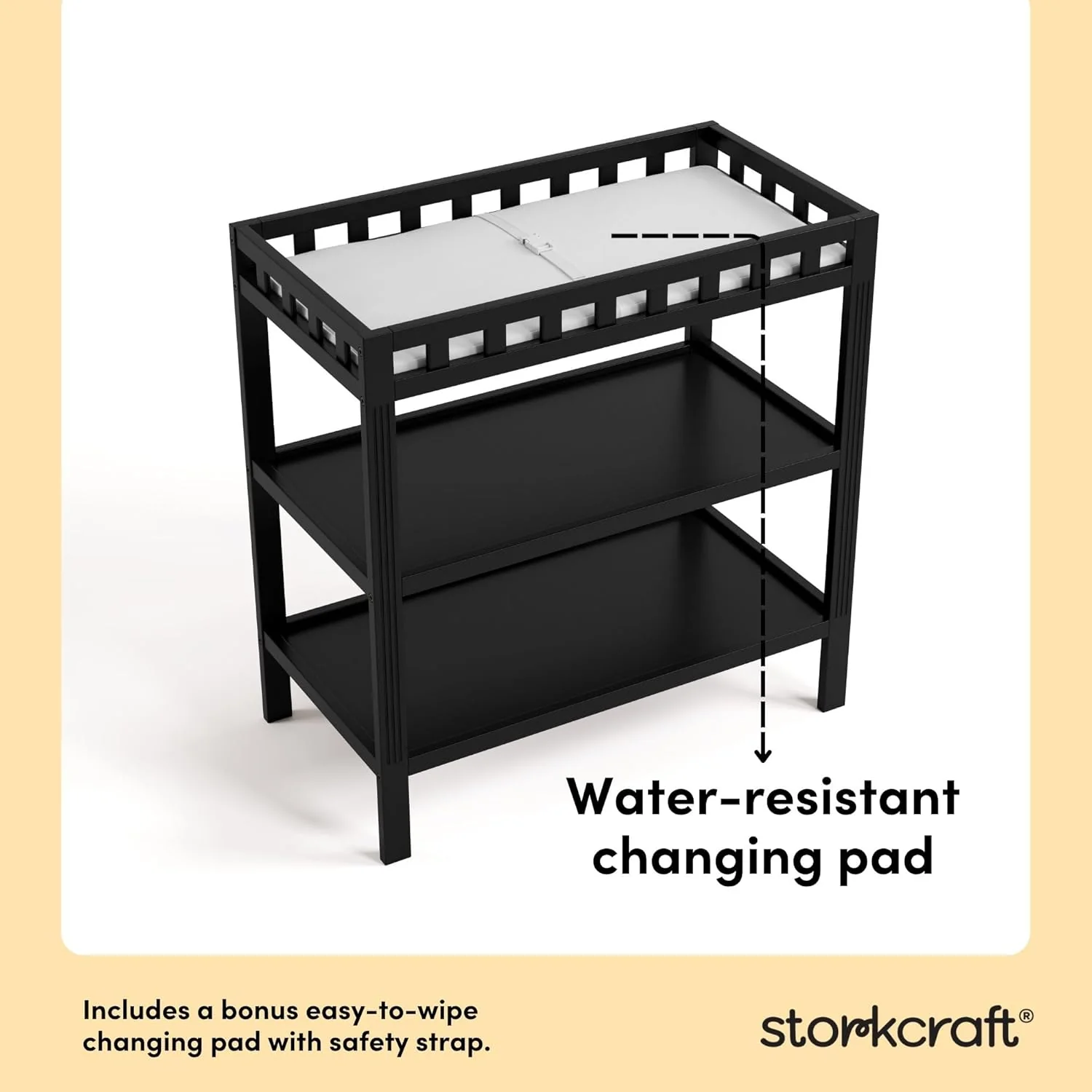 New Storkcraft Morningside Changing Table with Pad (Black) - Image 3