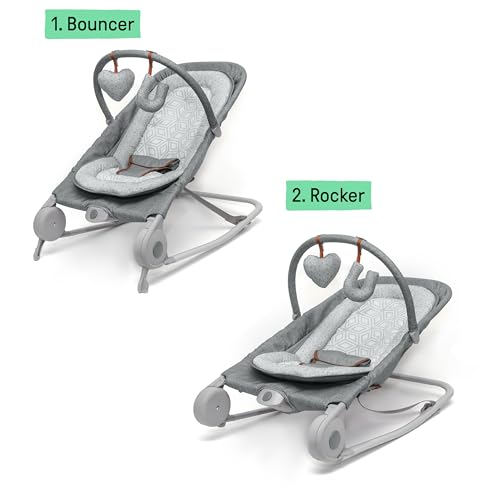 New Summer Infant 2-in-1 Bouncer & Rocker Duo (Heather Gray) - Image 3
