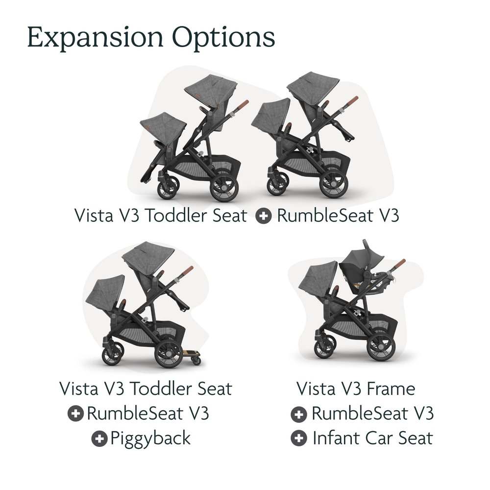 New UPPAbaby RumbleSeat V3 Second Lower Seat - Theo (Dark Taupe/Silver Frame/Chestnut Leather) - Image 7