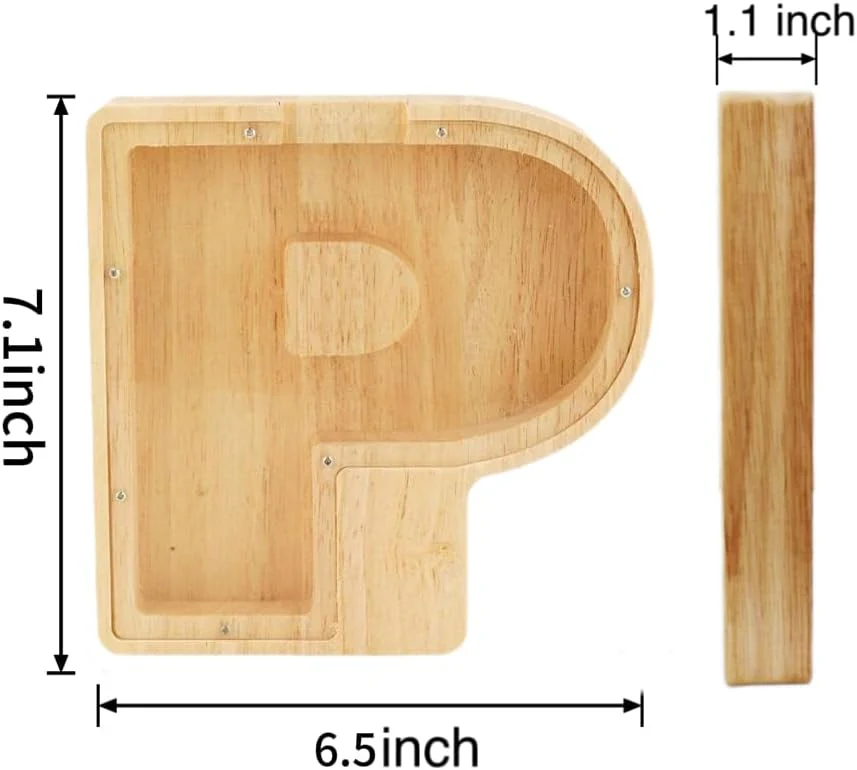 New WeiDu77 Wooden Alphabet Piggy Bank (P) - Image 2