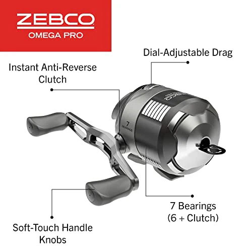 New Zebco Omega Pro Spincast Fishing Reel - Size 30 (Black) - Image 3