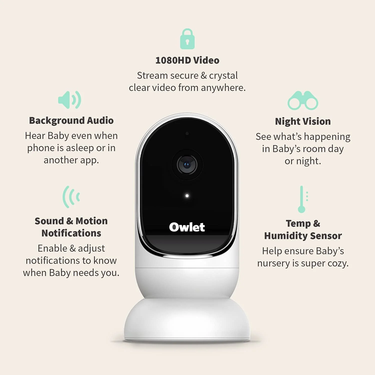 Owlet Cam Smart Video Baby Monitor with Audio - Gen 1 (White) - Image 5