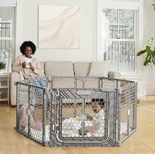 New Regalo 192-Inch Baby Gate & Play Yard, 192" Wide, 26" Tall (Gray) - Image 4