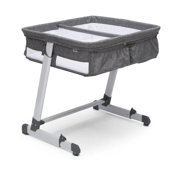 New Simmons Kids Twin Bassinet – Adjustable with Wheels (Grey Tweed) - Image 8