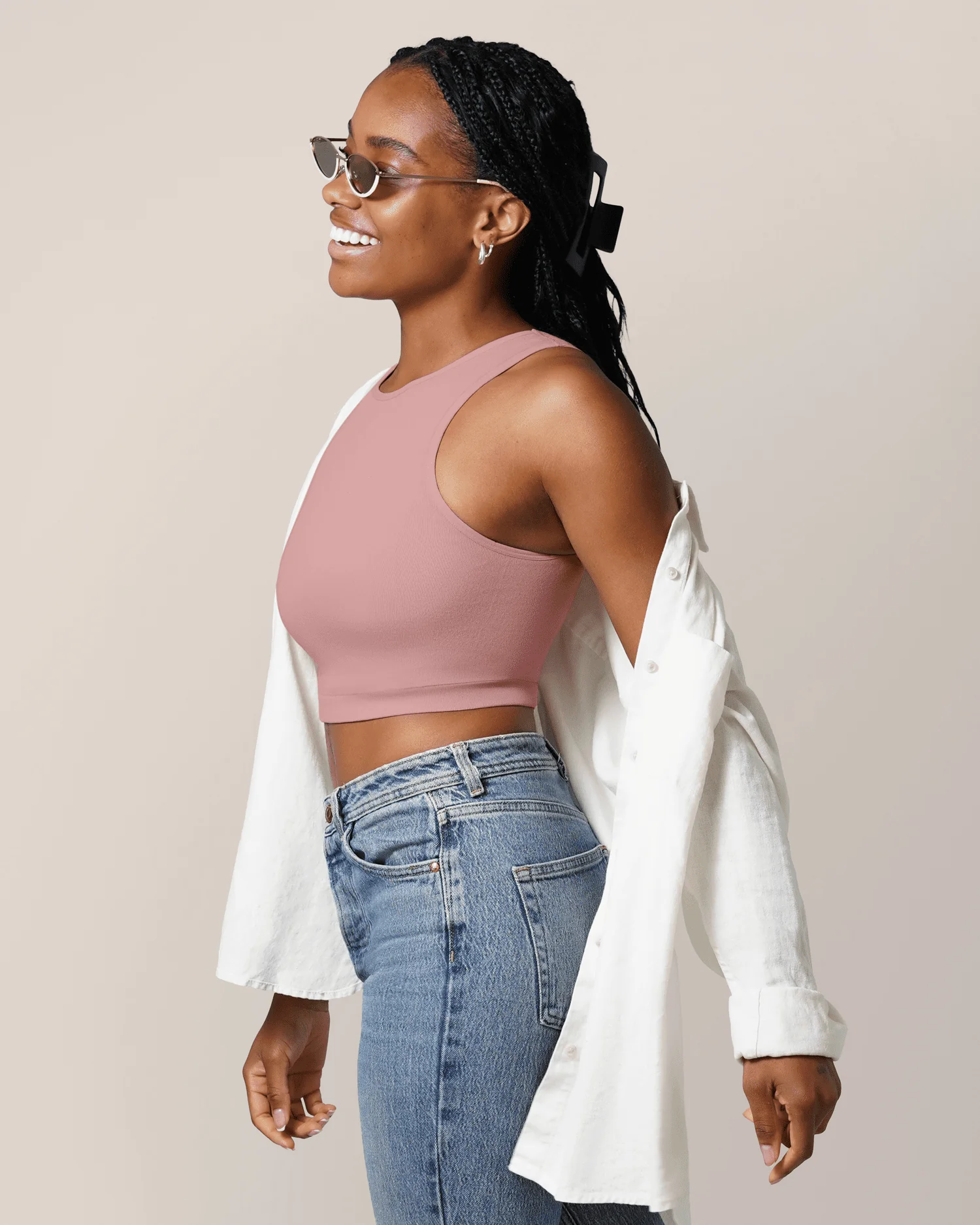 Sublime® Bamboo Hands-Free Pumping Longline Bra Top | Light Mauve - Image 4