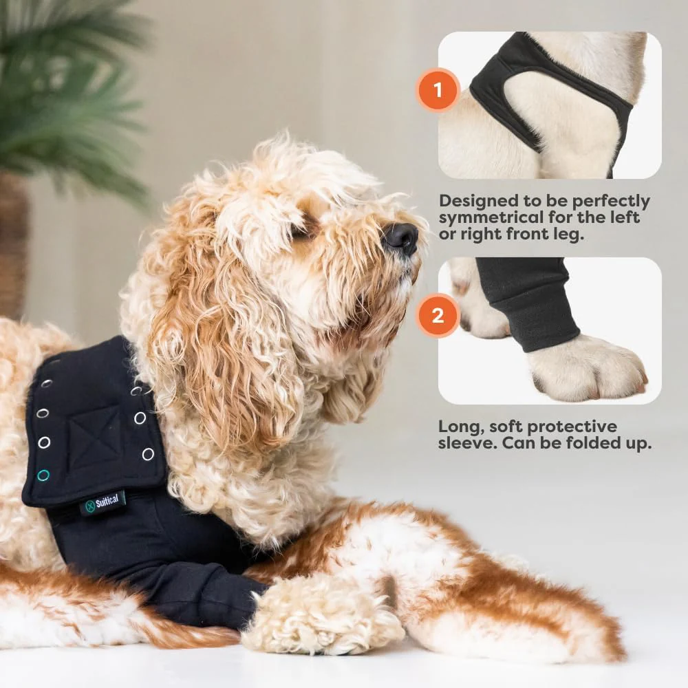 Suitical Recovery Sleeve for Dogs, Front Leg Protection, X-Large (Black) - Image 3