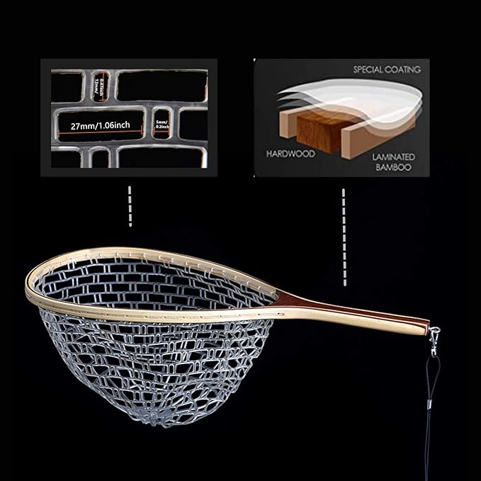 FINAL SALE New Tear Drop Wooden Fly Fishing Landing Net - FINAL SALE - Image 2