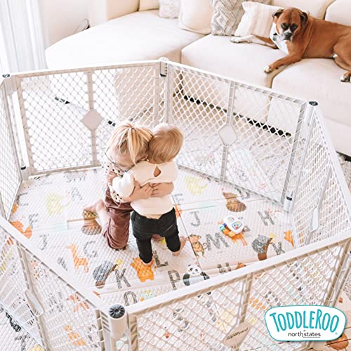 New Toddleroo by North States Superyard 6 Panel Baby Play Yard, 38.5"-201" Wide, 26" Tall (Gray) - Image 3