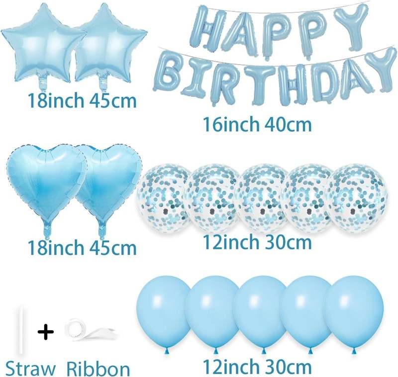 Weika 27 Pcs Birthday Decorations (Light Blue) - Image 2