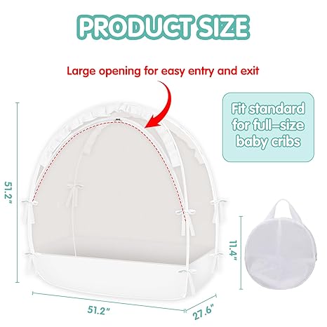 Zkaitoy Pop Up Crib Tent (White) - Image 5